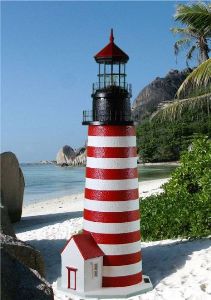 4 Foot - West Quoddy, ME Deluxe Stucco Lawn Lighthouse