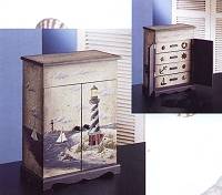 Lighthouse Hand Painted Wooden Cabinet
