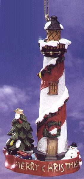 Lefton Christmas Lighthouse Ornaments-CCM12711-Fort Niagra Lighthouse 